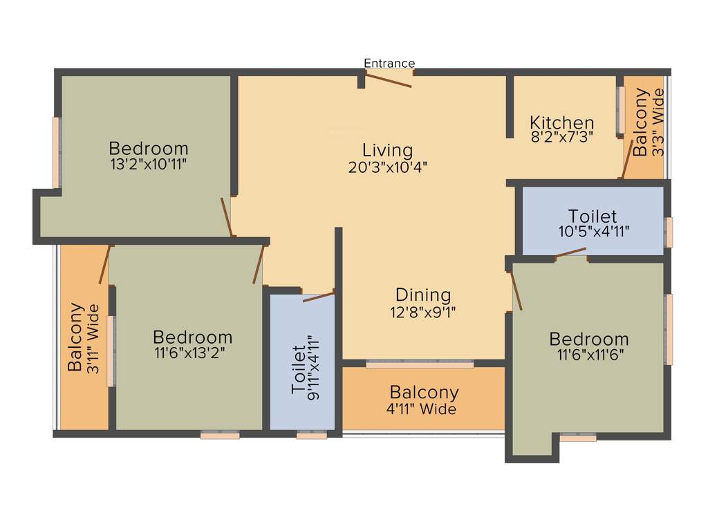 Srijan Centrum (3BHK+2T (1,528 sq ft) 1528 sq ft)