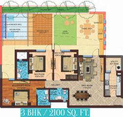 Cosmos Cascade Gardens (3BHK+3T (2,100 sq ft) 2100 sq ft)