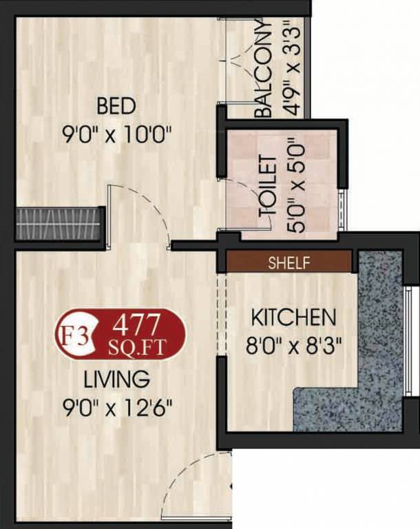DAC Delight (1BHK+1T (477 sq ft) 477 sq ft)