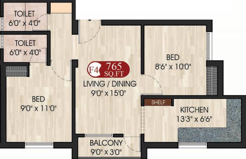 DAC Delight (2BHK+2T (765 sq ft) 765 sq ft)