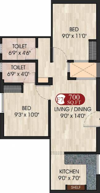 DAC Delight (2BHK+2T (700 sq ft) 700 sq ft)