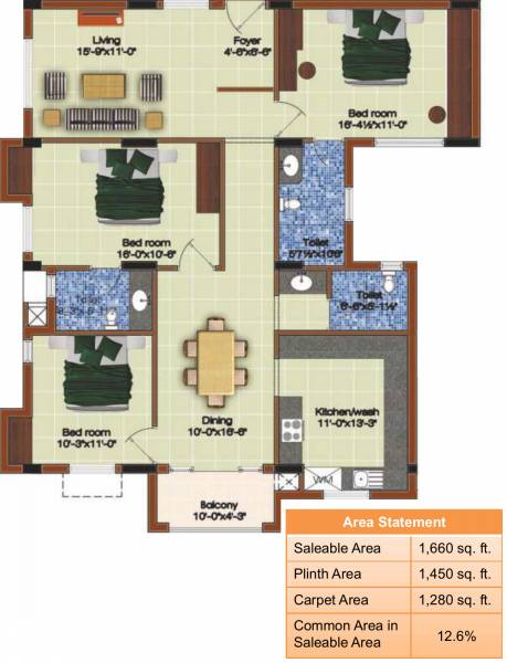 Sankar Subham (3BHK+3T (1,660 sq ft) 1660 sq ft)
