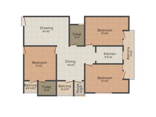 Agrani SBI Nagar (3BHK+2T (1,300 sq ft) + Pooja Room 1300 sq ft) Agrani SBI Nagar (3BHK+2T (1,300 sq ft) + Pooja Room 1300 sq ft)