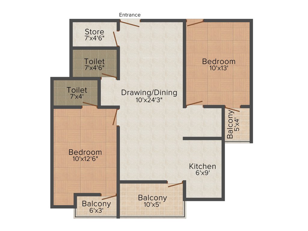 Agrani SBI Nagar (2BHK+2T (1,100 sq ft) 1100 sq ft)