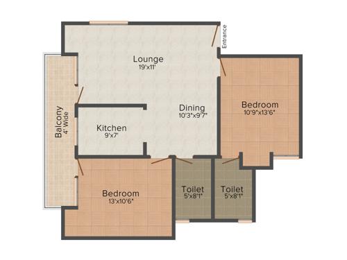 CT Elite Towers (2BHK+2T (1,050 sq ft) 1050 sq ft)