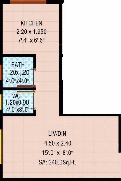 Raj Anil Smruti (1RK+1T (340 sq ft) 340 sq ft)