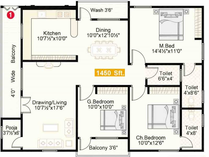 Shubham Builders and Developers Shubham Royal (3BHK+3T (1,450 sq ft) + Pooja Room 1450 sq ft)