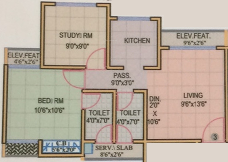 Samrin Sudama Regency (1BHK+2T (820 sq ft) Study Room 820 sq ft)