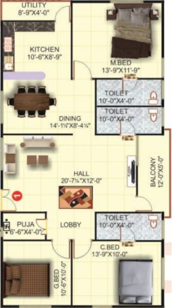 HV RNR Heights (3BHK+3T (1,535 sq ft) + Pooja Room 1535 sq ft)