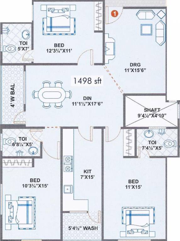 Maphar Cascade (3BHK+3T (1,498 sq ft) 1498 sq ft) Maphar Cascade (3BHK+3T (1,498 sq ft) 1498 sq ft)