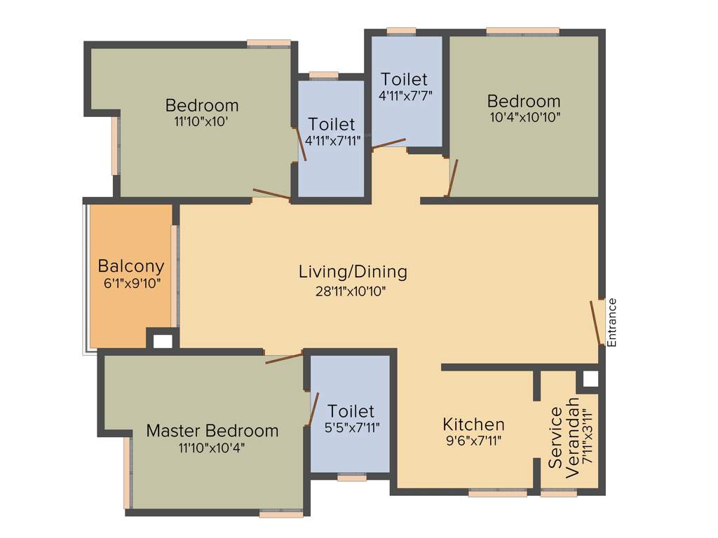 NCC Temple Trees (3BHK+3T (1,413 sq ft) 1413 sq ft)