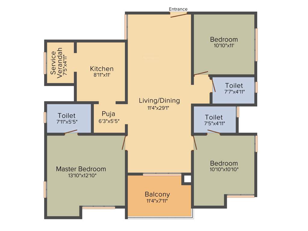 NCC Temple Trees (3BHK+3T (1,662 sq ft) + Pooja Room 1662 sq ft)