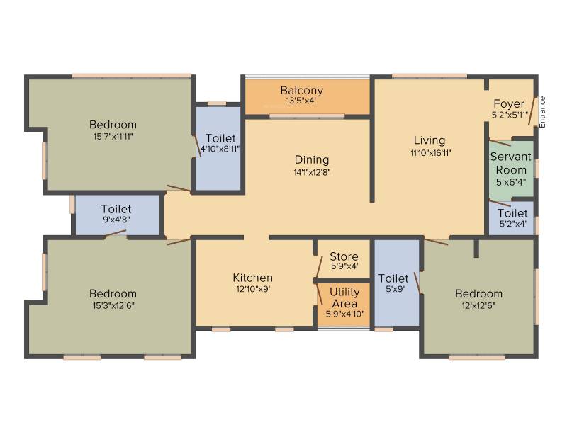 Fifth Oratio (3BHK+3T (2,448 sq ft) + Servant Room 2448 sq ft)