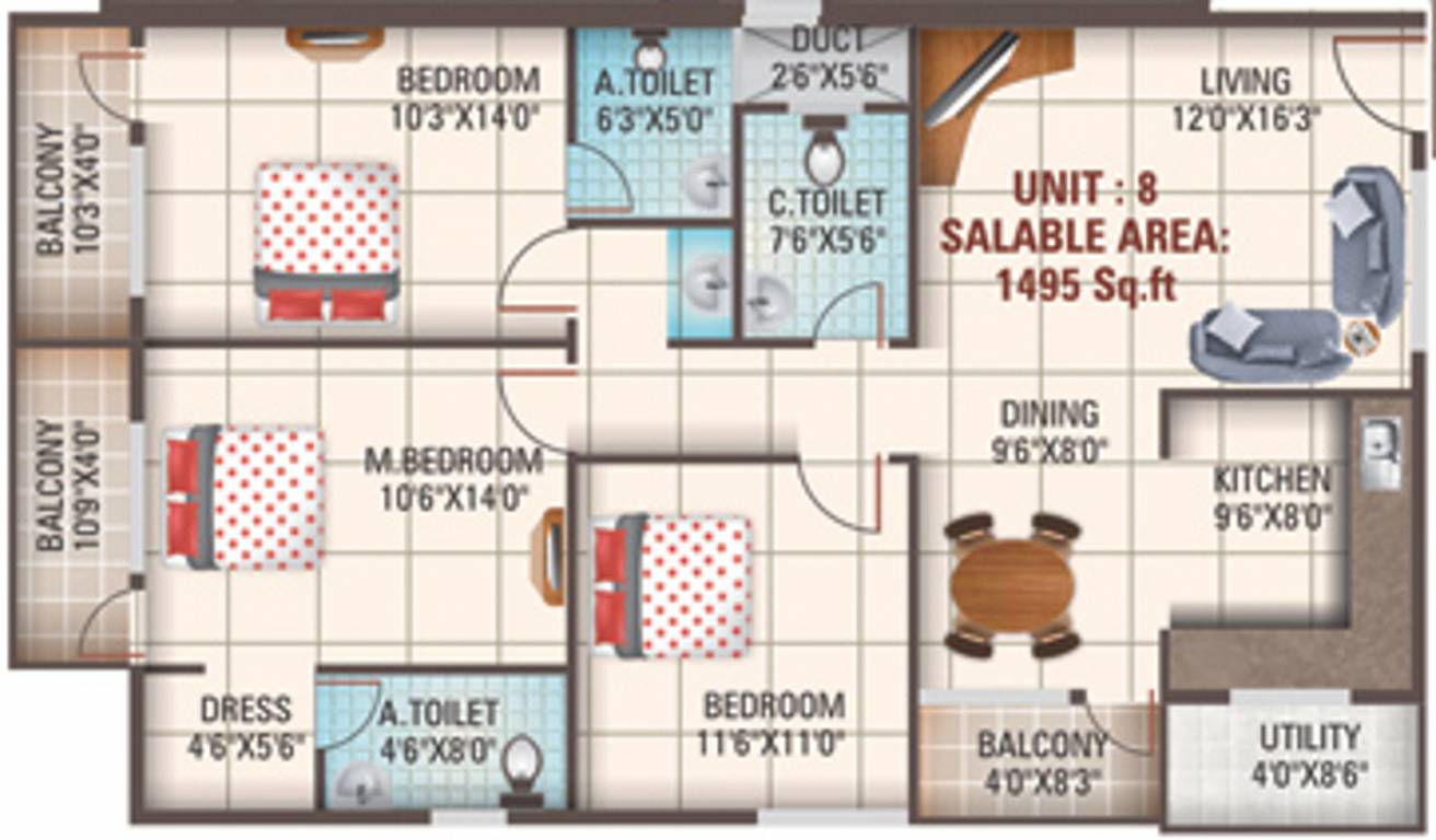5 Elements Silicon Pride (3BHK+3T (1,495 sq ft) 1495 sq ft)