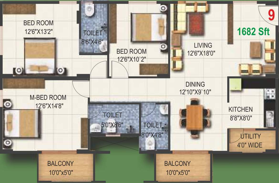 Pioneer Kingstown (3BHK+3T (1,682 sq ft) 1682 sq ft)