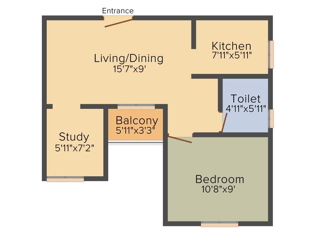 Plaza Elite Acres Phase I (1BHK+1T (638 sq ft) + Study Room 638 sq ft)