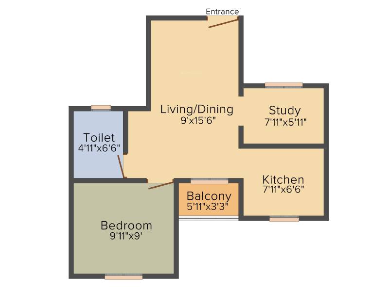 Plaza Elite Acres Phase I (1BHK+1T (627 sq ft) + Study Room 627 sq ft)