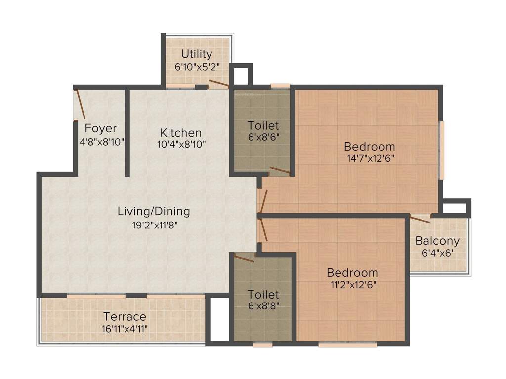 Vaswani Brentwood (2BHK+2T (1,281 sq ft) 1281 sq ft)
