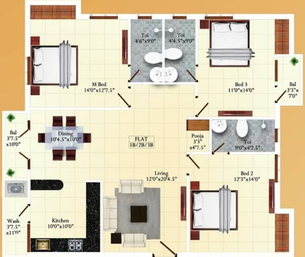 India Shreyas (3BHK+3T (1,670 sq ft) + Pooja Room 1670 sq ft)