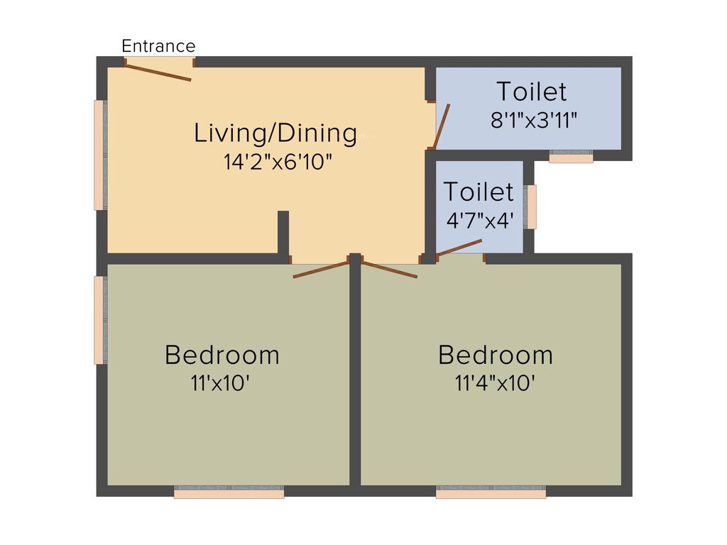 Shreshta Garden (2BHK+2T (672 sq ft) 672 sq ft)