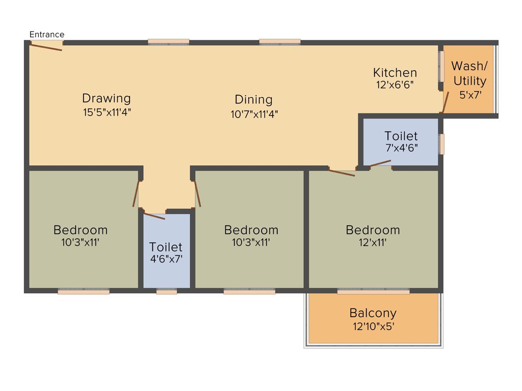 Adithya Esquina (3BHK+2T (1,315 sq ft) 1315 sq ft)