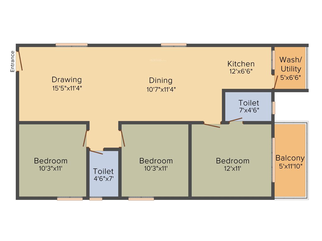 Adithya Esquina (3BHK+2T (1,305 sq ft) 1305 sq ft)