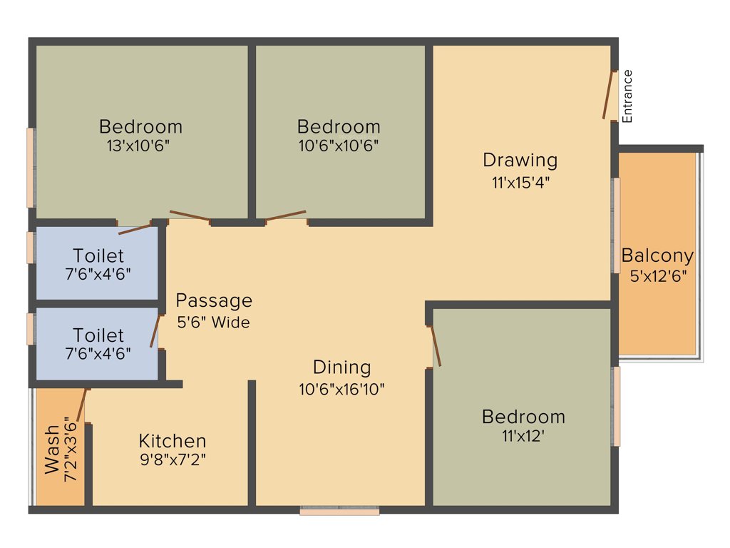 Adithya Esquina (3BHK+2T (1,410 sq ft) 1410 sq ft)