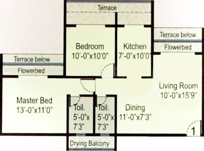 Konnark Kaveesha Residency (2BHK+2T (1,315 sq ft) 1315 sq ft)