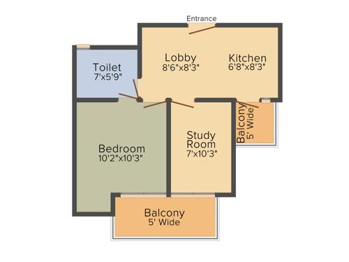 Migsun Amulya (1BHK+1T (599 sq ft) + Study Room 599 sq ft)