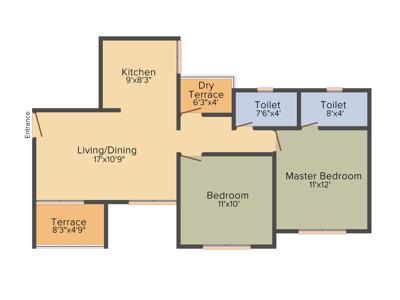 Saakshi Parvatara (2BHK+2T (929 sq ft) 929 sq ft)