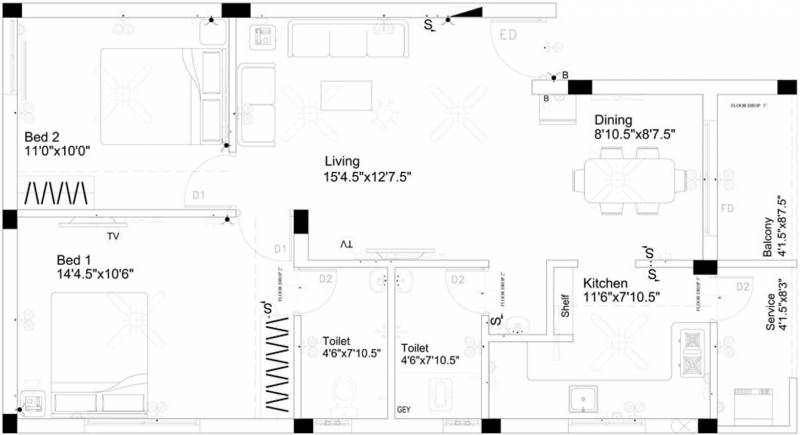 Ruby Shelter (2BHK+2T (1,032 sq ft) 1032 sq ft)