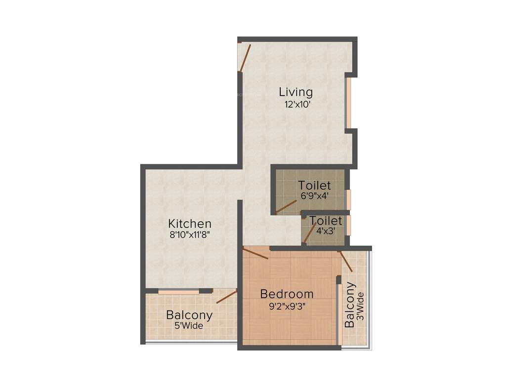 More Vaishnavi Residency (1BHK+2T (626 sq ft) 626 sq ft)