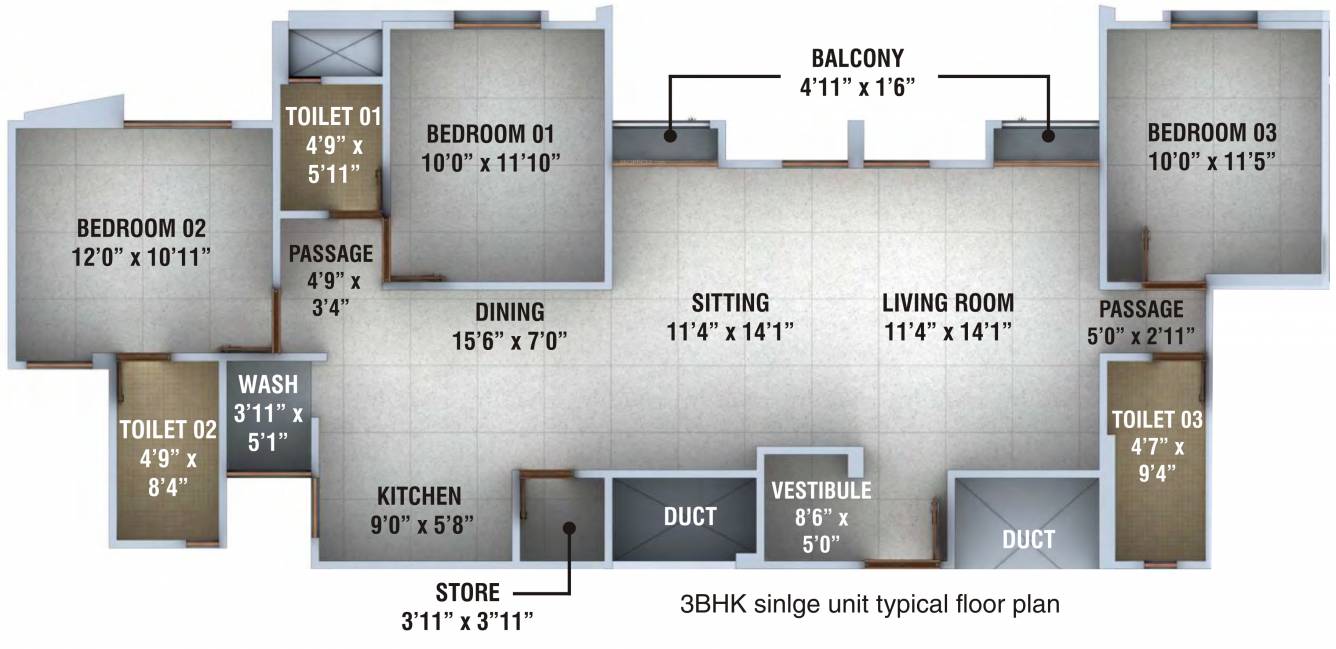 Pratham Paradise Apartments (3BHK+3T (1,777 sq ft) 1777 sq ft)