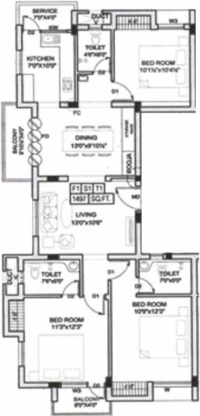 Girishchandra Vijay Shankar (3BHK+3T (1,497 sq ft) + Pooja Room 1497 sq ft)