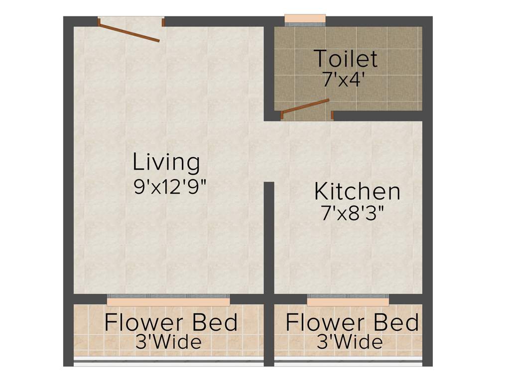 Three Avenue (1RK+1T (335 sq ft) 335 sq ft)