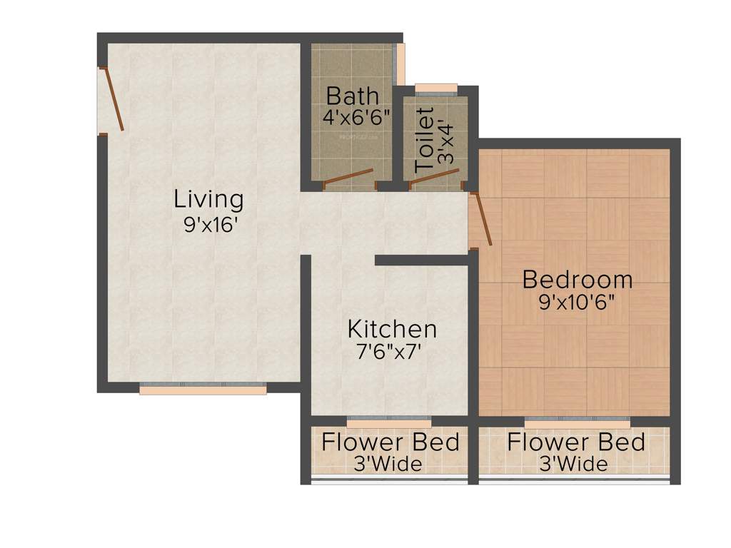 Three Avenue (1BHK+1T (590 sq ft) 590 sq ft)