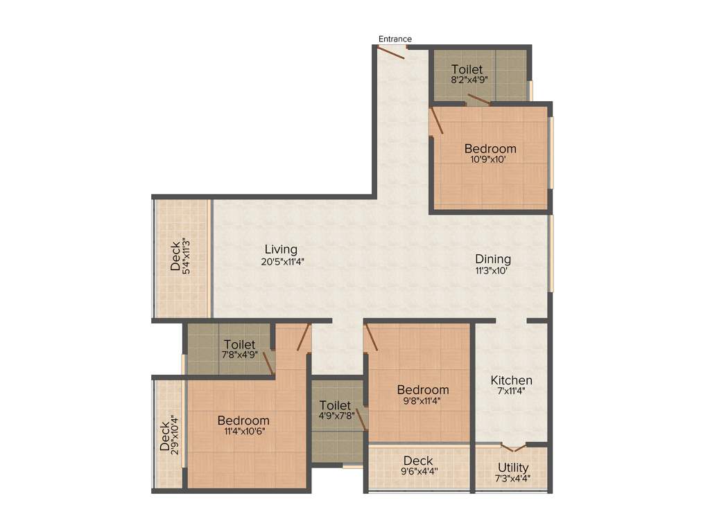 Hebron AMV Manikath Enclave (3BHK+3T (1,678 sq ft) 1678 sq ft)