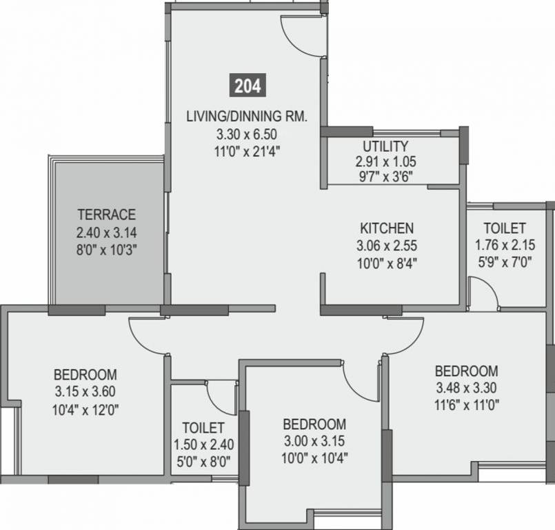 Namrata Life 360 (3BHK+2T (1,315 sq ft) 1315 sq ft)