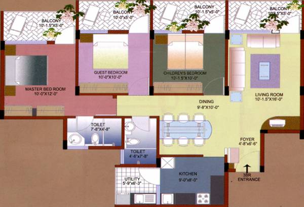 Vijaya Real Home Stylish Apartment (3BHK+2T (1,154 sq ft) 1154 sq ft)