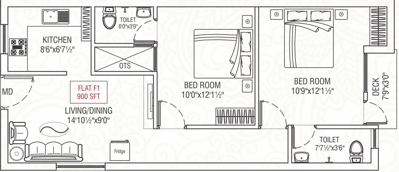 Oyester Thamaraivanam (2BHK+2T (900 sq ft) 900 sq ft)