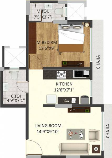 Bali Landmarks Gold Mine (1BHK+2T (366 sq ft) 366 sq ft)
