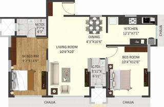 Bali Landmarks Gold Mine (2BHK+2T (562 sq ft) 562 sq ft)