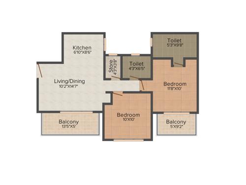 DS Lotus Apartment (2BHK+2T (900 sq ft) 900 sq ft)