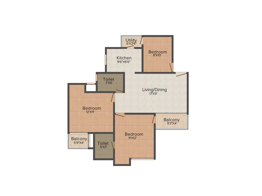 DS Lotus Apartment (3BHK+2T (1,100 sq ft) 1100 sq ft)