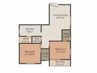 Colorhomes Color Classic (2BHK+2T (1,073 sq ft) + Pooja Room 1073 sq ft)