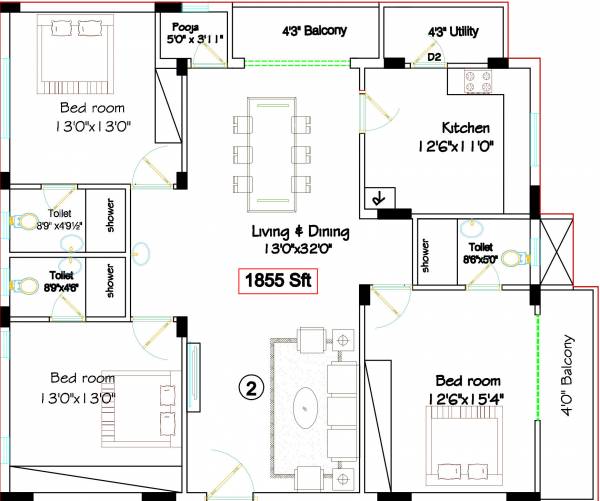 Vinayagar Hill View Apartments (3BHK+3T (1,855 sq ft) + Pooja Room 1855 sq ft)