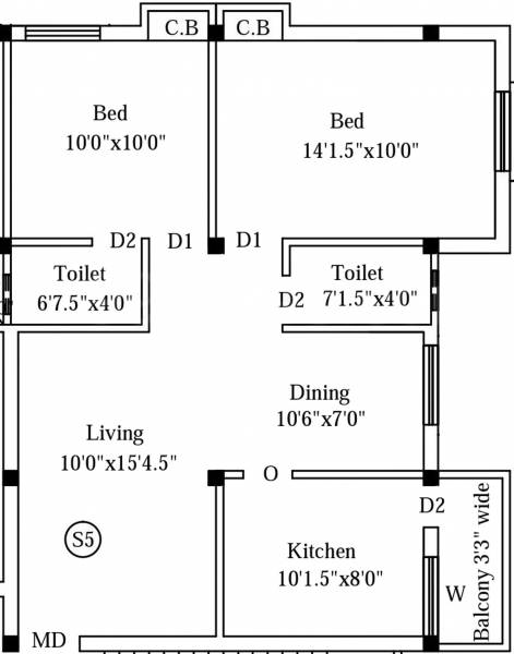 GK Sri Sai Anugraha (2BHK+2T (926 sq ft) 926 sq ft)