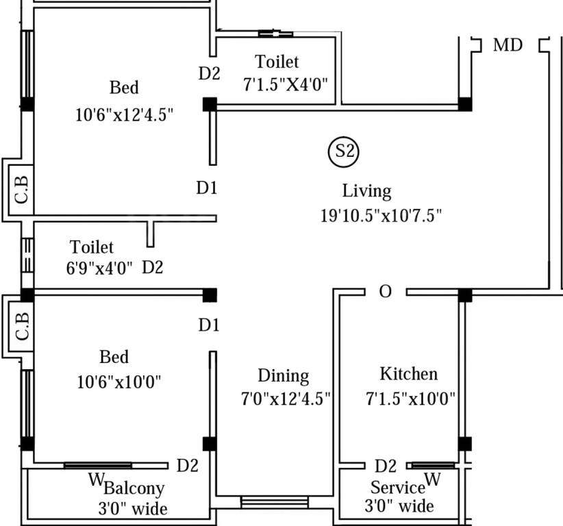 GK Sri Sai Anugraha (2BHK+2T (1,004 sq ft) 1004 sq ft)