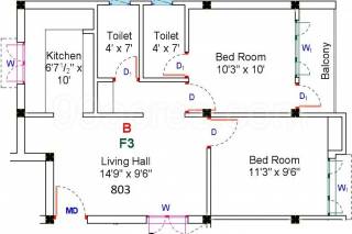 GK Sri Sai Baba (2BHK+2T (803 sq ft) 803 sq ft)