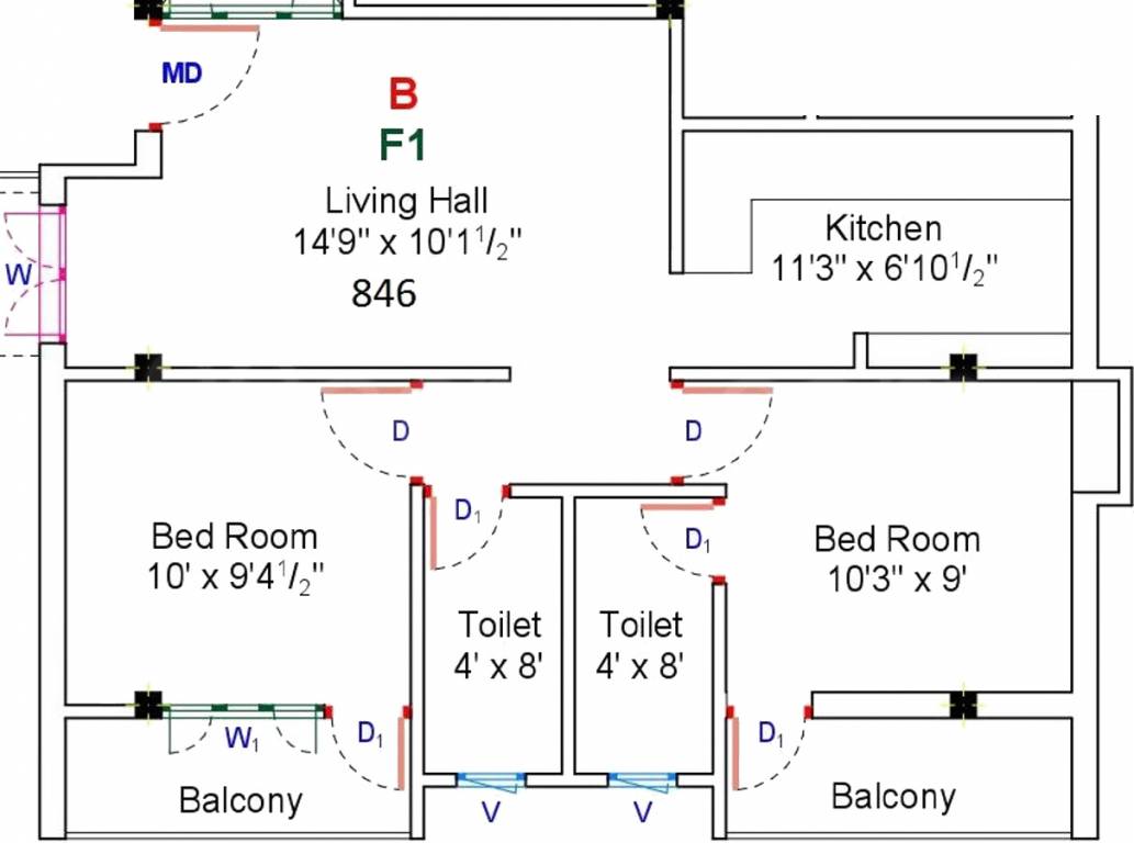 GK Sri Sai Baba (2BHK+2T (846 sq ft) 846 sq ft)